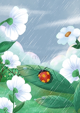 下雨春天鲜花昆虫