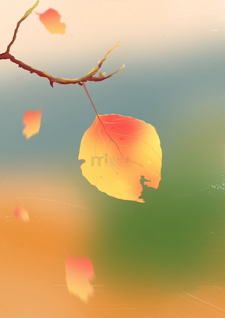 扁平风插画秋天季节落叶氛围感背景