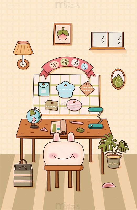 清新可爱书房绿植手工读书台灯