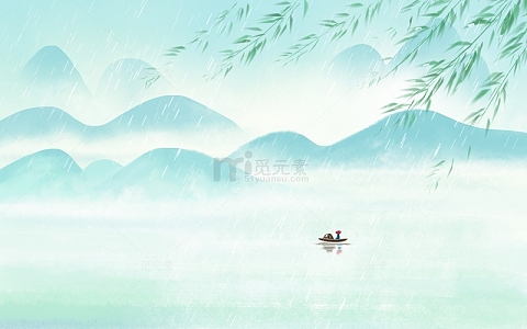 中国风春天雨水清明节气水墨山水背景