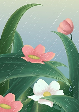 绿色春天雨水节气背景