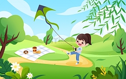 春游放风筝春天人物