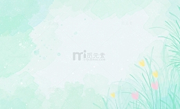唯美春天绿色水彩插画背景