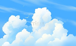 唯美治愈蓝天白云云彩背景