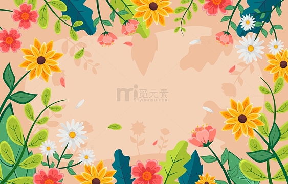 春天花朵春季花丛手绘花朵矢量花朵花束