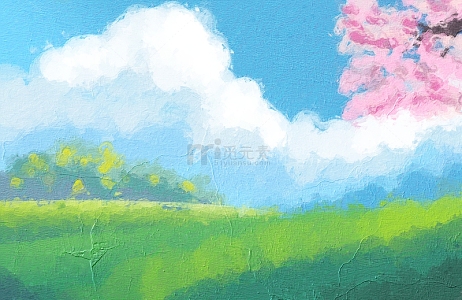 简约油画风小清新春天春分背景