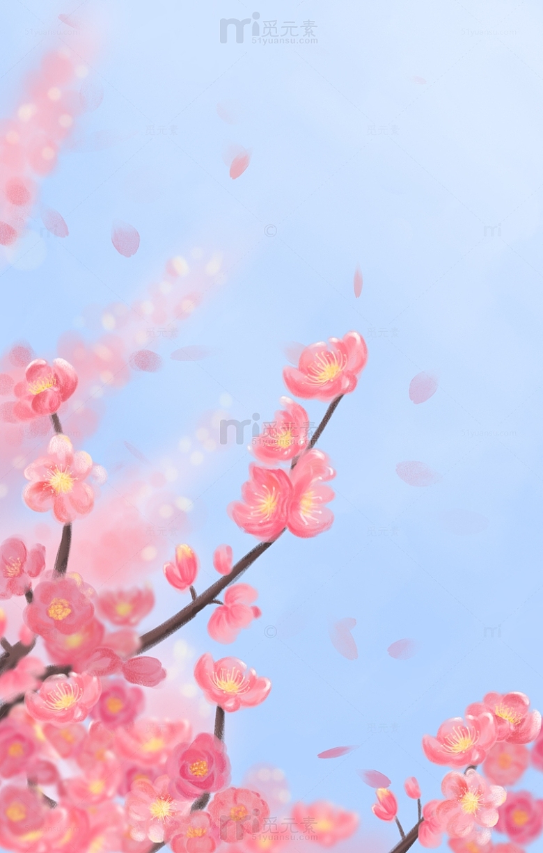 粉色春天樱花盛开背景图