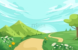 春天春季春天场景草地花朵植物