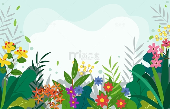 春天春季花朵花丛绿叶