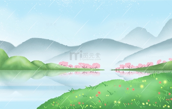 小清新清明节背景手绘图