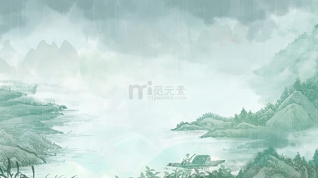 清明节山水渔夫雨水