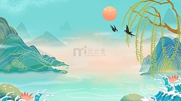 春分风景背景插图