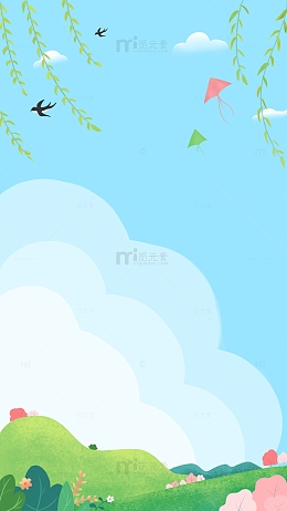 春天春分风筝燕子草地踏青手机背景