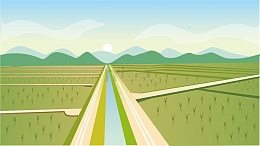 绿色小清新稻田谷雨节气手绘插画