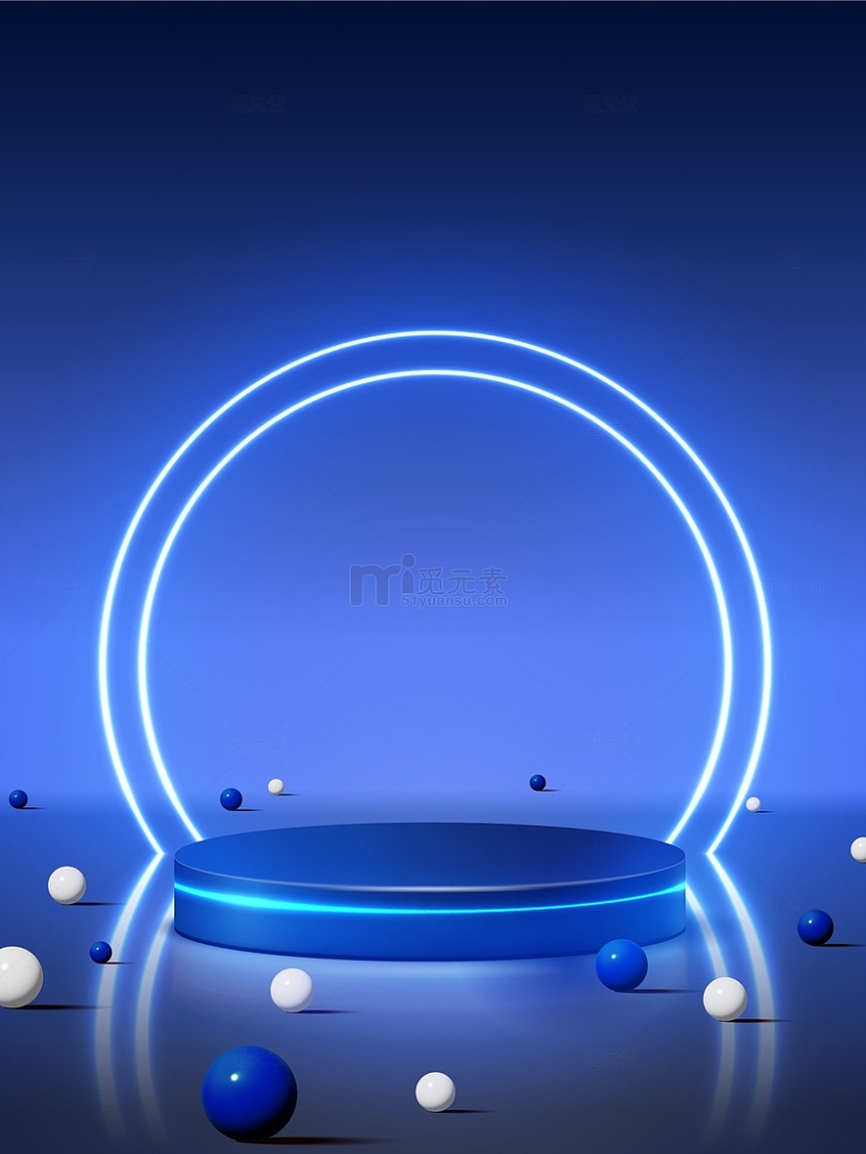 藍色光效臺面球體高端平臺科技