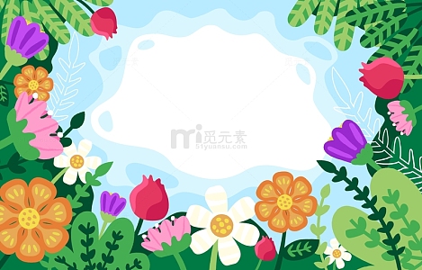 春天春季花朵鲜花绿叶花丛春天装饰春天背景
