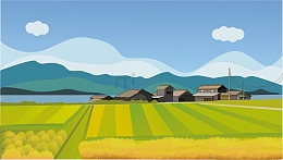 绿色手绘插画农田背景