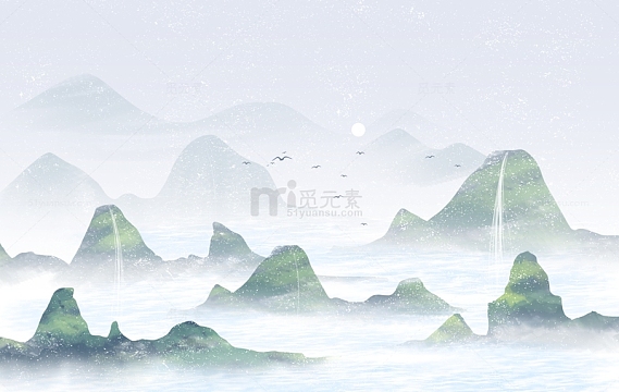 水墨中国风山水画背景