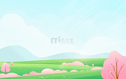 春天春季樱花绿色小清新踏青春游海报背景