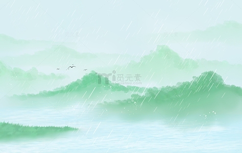 水墨山水画中国风谷雨背景