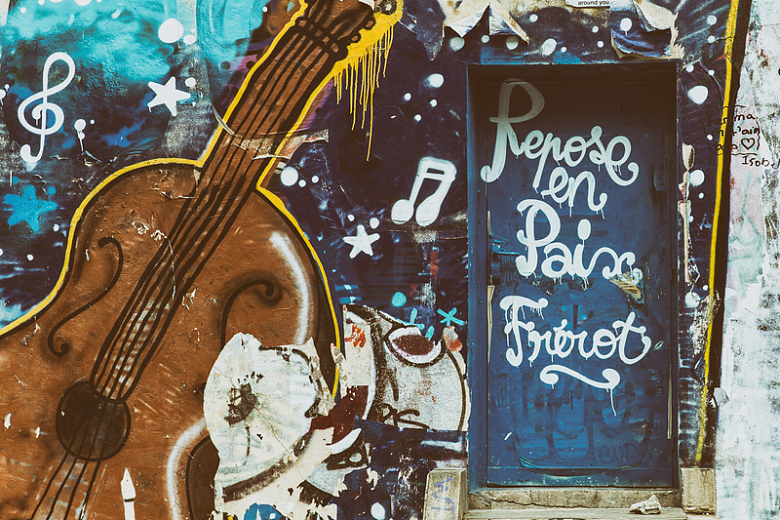 涂鸦吉他墙面油漆街头艺术
