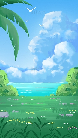 手绘治愈系春夏清明五一出游背景