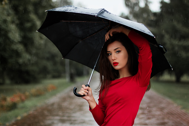 雨伞女人人像模特