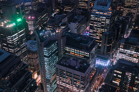 城市航空夜景灯光