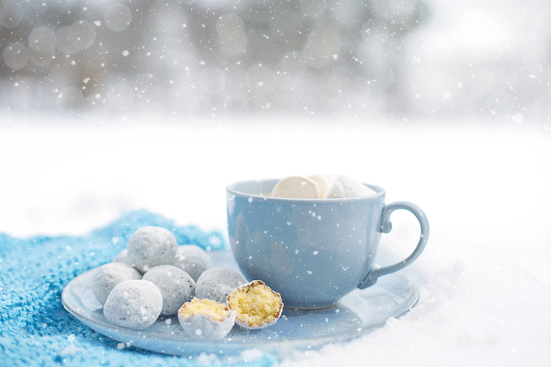 冬季热巧克力雪花氛围图