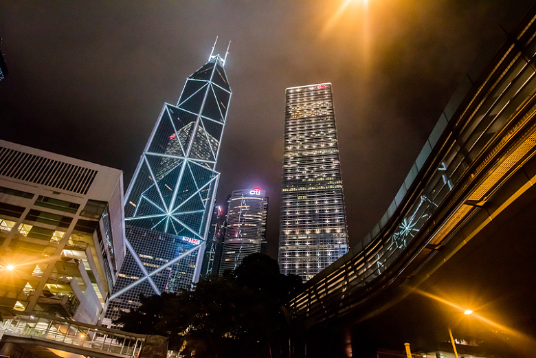 香港夜光夜景高楼