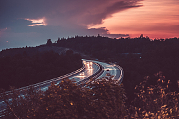 公路黄昏黎明夕阳