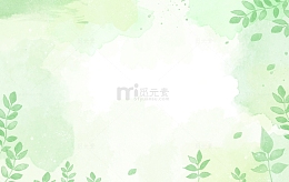 手绘绿叶绿色水彩春天底纹水彩海报背景