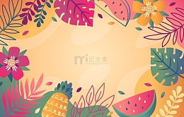 夏天夏季花草叶子西瓜