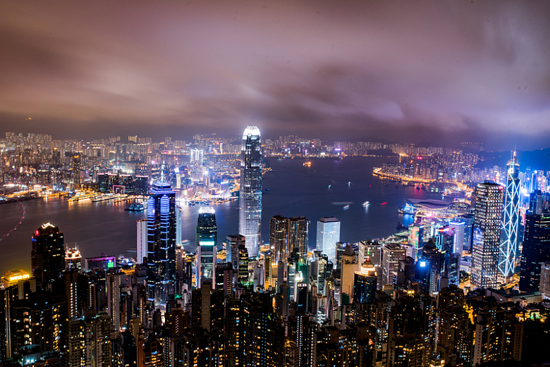 香港城市夜空夜景