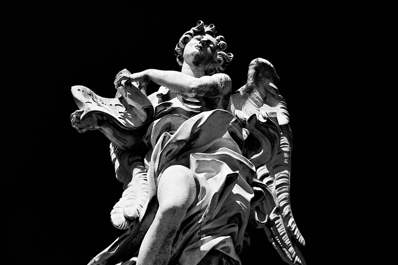 天使雕塑艺术黑暗
