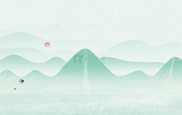 中国风绿色水墨山水背景