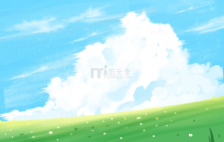 清新户外草地蓝天白云背景