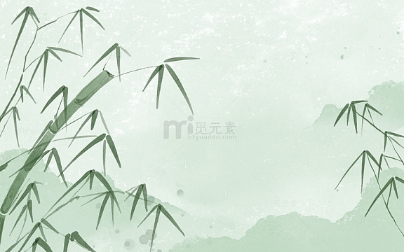 水彩手绘国风绿色山水竹子竹林小清新背景