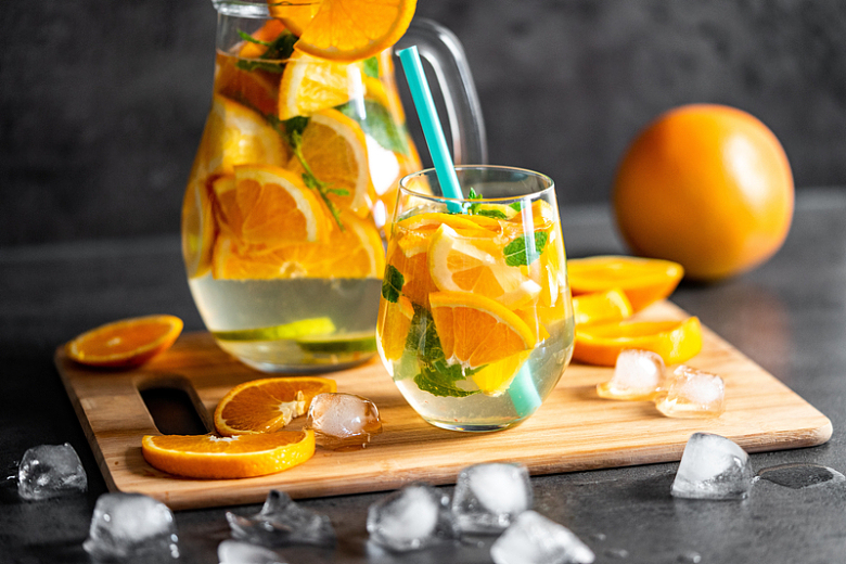 冰块橙子饮料水果
