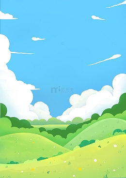 立夏春天花草蓝天简约踏青春游海报背景