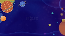蓝色卡通教育星空星球背景