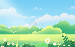 夏天立夏花草蓝天小清新简约海报背景