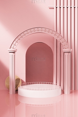 粉色c4d电商3D立体展台背景