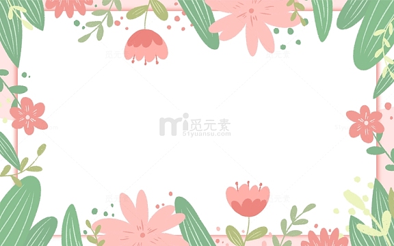 手绘春天扁平花朵母亲节贺卡海报绿植背景