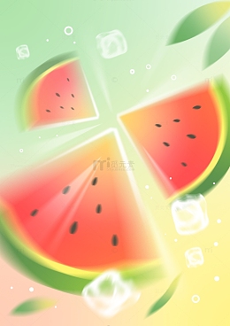 弥散风夏日西瓜清新背景