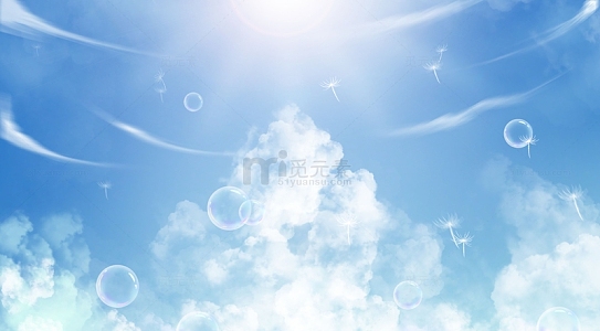 晴朗天空蓝天白云夏日阳光唯美夏天卡通背景