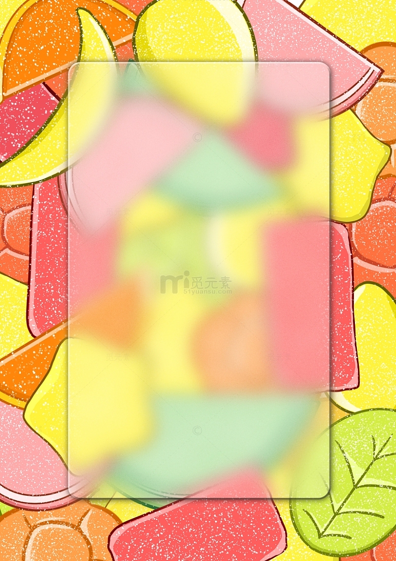 六一儿童彩色糖果毛玻璃背景图