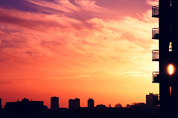 建筑基础设施日落轮廓城市