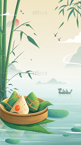 手绘端午节插画背景