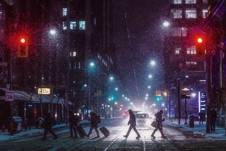 户外照明城市生活雪花